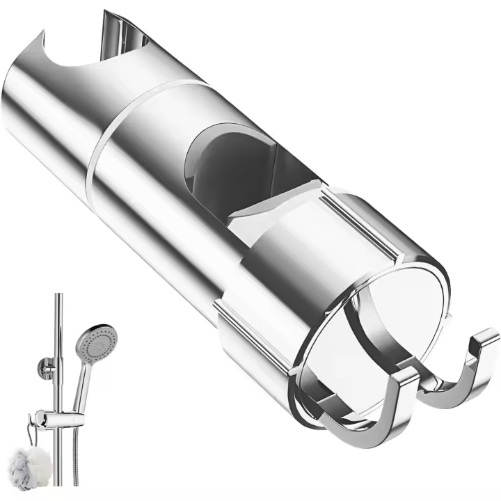 Soporte para cabezal de ducha con 2 ganchos para cabezales de ducha de 20,5 a 23,5 mm, soporte ajustable para cabezal de ducha con barra deslizante de 16 a 27 mm - 1