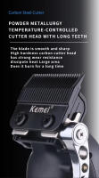 Kit De Pelacabelos Profesional Kemei KM-2296 KM-2299 KM-1102 Máquina De Afeitar Eléctrica Para Hombres Trimmer Sin Cable Con Indicación De Carga Ajuste De Longitud De Corte Material De Hoja De Aluminio - details 7