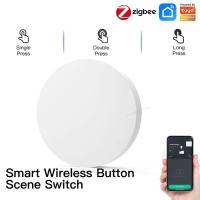 Botón Inteligente ZigBee Tuya Control Remoto Inalámbrico Switch Escena Multilinkaje Asistente De Voz Google Alexa Para El Hogar - details 0