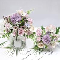 1 Rama De Flores Artificiales Rosa Hidranegra Peonía Vintage Para Novia Decoración De Casa Y Boda Plantas Falsas De Seda - details 5