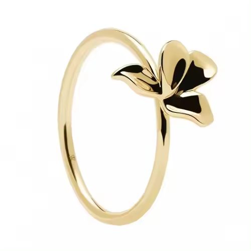 PDPaola Anillo Plata Baño oro 18 kt. motivo flor, mujer - 1
