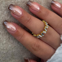 24PCS Uñas Postizas Presionadas Cortas Almendra Rosa Alto Saténtate Gradiente Uñas Glitceadas Veraniegas Hechas Mano Para Fiesta - details 34