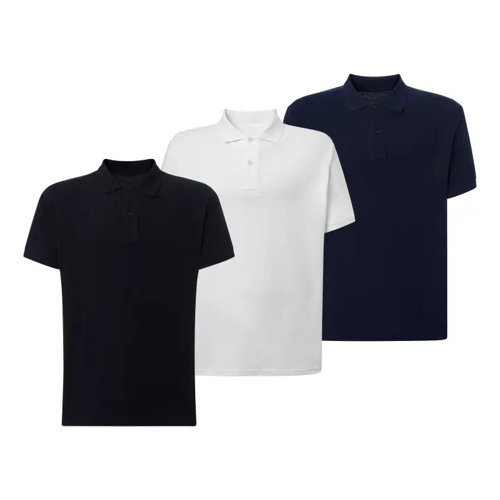 Pack de 3 Polos de Manga Corta para Hombre - 100% Algodón de Alta Calidad - Color Negro, Blanco y Azul Marino - Marca SO Wear Siempre Original - 1
