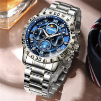 Reloj De Hombre Impermeable Con Cronógrafo Y Dial 3D De Estrella Galáctica Luminosa De Acero Inoxidable Para Regalo De Cumpleaños - details 1