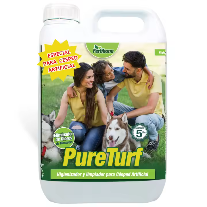 Fertibono PureTurf, Limpiador e Higienizador de Césped Artificial, (5 L), Eliminador de Olores de Orinas de Perros, Descomponer las Manchas y Residuos Orgánicos. - 1
