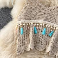Conjunto De Ropa De Navidad Para Mujer Dos Piezas Laca up Halter Sin Espalda + Top Con Cuerda De Borla Tassel Sólido Falda A-Line De Cintura Elástica Longitud Media Pierna - details 4