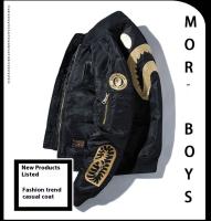 Chaqueta De Pilotaje Ma1 Estilo Japonés Para Hombres Y Mujeres Con Bordado Adecuada Para Motociclistas Y Uso Diario Talla M a XXXL Color Negro - details 0