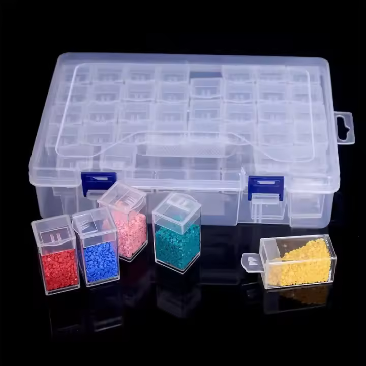 Caja De Almacenamiento De Plástico Para Pintura Diamante Y Joyería Con 64/32 Compartimentos Caja Para Manualidades DIY - 1