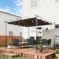 Outsunny Cubierta para Pérgola Techo de Repuesto Retráctil para Sombrilla Toldo de Tela para Cenador Jardín con 10 Orificios de Drenaje - details 1