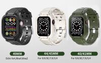 Funda De Correa Compatible Con Apple Watch 44mm 40mm 45mm 41mm 49mm Rugged Military Protectora Para Hombres Y Mujeres Material De Silicona - details 1