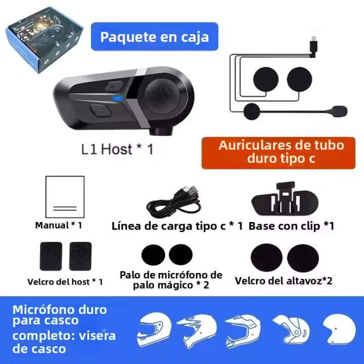 Auriculares Inalámbricos Bluetooth 5.3 Para Casco De Motocicleta Resistente Al Agua Con Llamadas Hands-Free Reproductor De Música Compatible Con Teléfono - 1