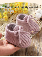 Botines De Primer Pasos Para Bebés Recién Nacidos Niño Y Niña Suéter Tejido Sólido Calzado Infantil Cálido Accesorios De Ropa Transversales Todas Las Estaciones - details 2