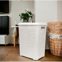 COSHANO Cesta de la ropa Pongo todo Cesto Mimbre plástico para la Colada efecto Rattan (Blanco) - details 2