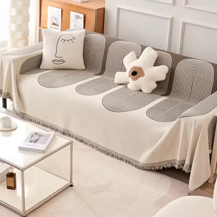 alta calidad geométrica moderna sofá cubierta de chenilla sofá toalla anti-gato arañazos sofá cubierta universal para todas las estaciones - 1
