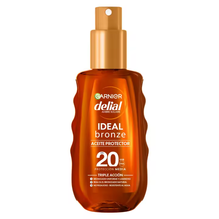 Garnier Delial Aceite Protector Bronceador SPF 20 para un Bronceado Optimo, Acabado Satinado, Resistente al Agua, No Pegajoso 150ml - 1