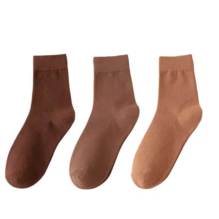 Calcetines Para Mujer Algodón Color Sólido Otoño Primavera Transpirables Suaves Pack De 3 Pares Calcetines Casuales - 1