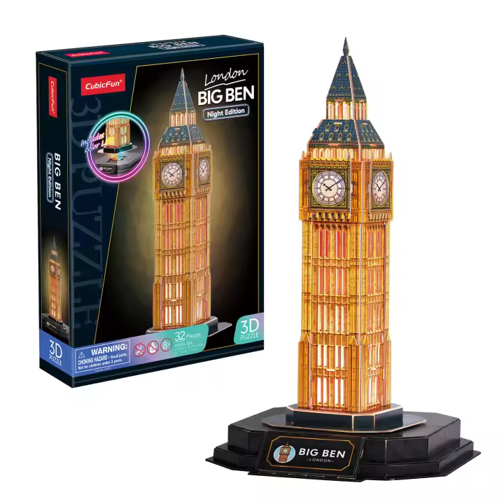 Puzzle 3D - Big Ben Led | Puzzle 3D Regalo Niño 8 Años | Puzzle 3D Adultos Y Puzzle 3D Niños | Maquetas para Montar Niños | Maquetas para Construir Adultos | Puzzles 3D | 32 Piezas - 1