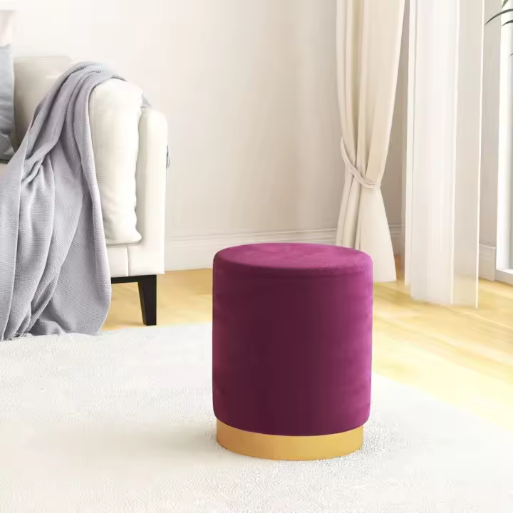 vidaXL Taburete redondo con almacenaje terciopelo morado - 1
