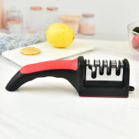 Afilador De Cuchillos Multifuncional De 4 Segmentos Para El Hogar Con Piedra De Afilado Negra Mano De Obra Manual Triple Propósito - details 1