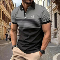 Camisa Polo Para Hombre Estilo Casual Rayada Cuello En V Manga Corta Comodidad Deportiva Moda Verano Prenda Casual - details 3