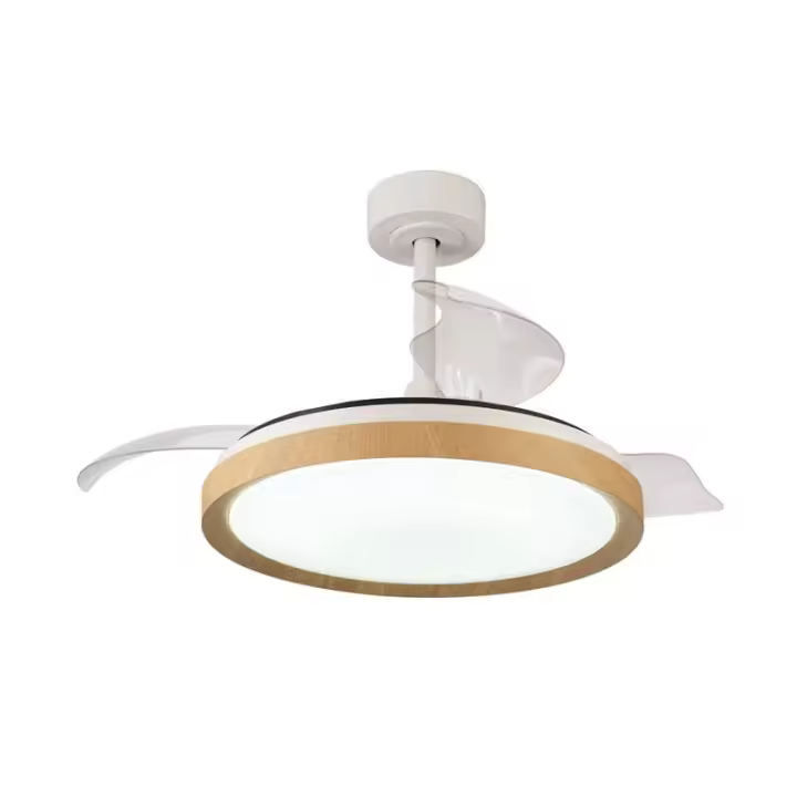 Ventilador de techo LED 50W con aspas plegables MISTRAL blanco y madera, 30W 2700K-5000K, 3200Lm de Mantra iluminación | LeonLeds - 1