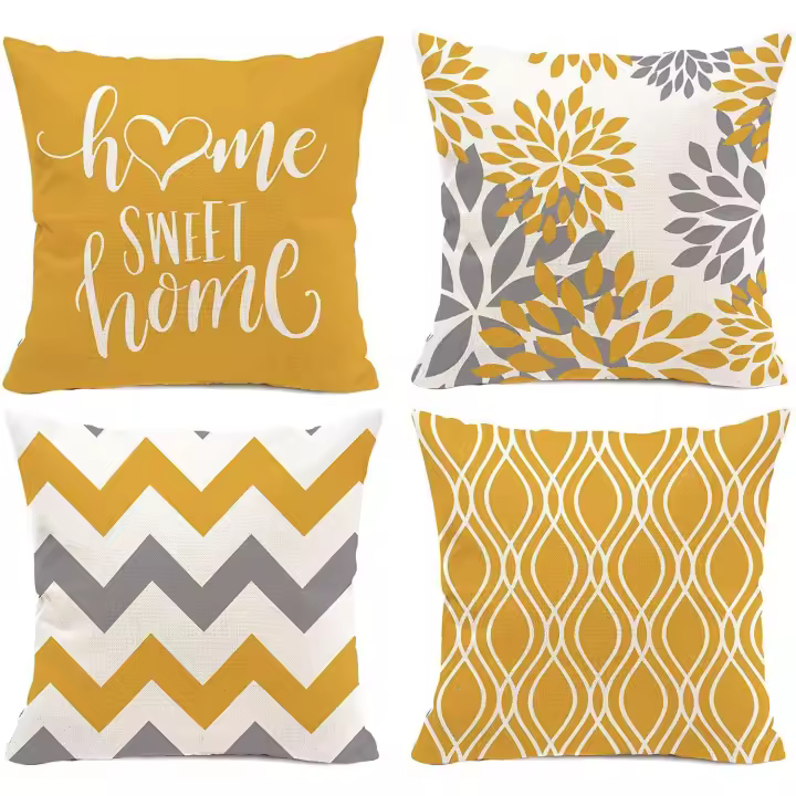 Juego de 4 Fundas de asiento de 45x45 cm, con inscripción «Home Sweet Home», Funda Decorative para sofá con Cremallera Oculta, Navidad - 1