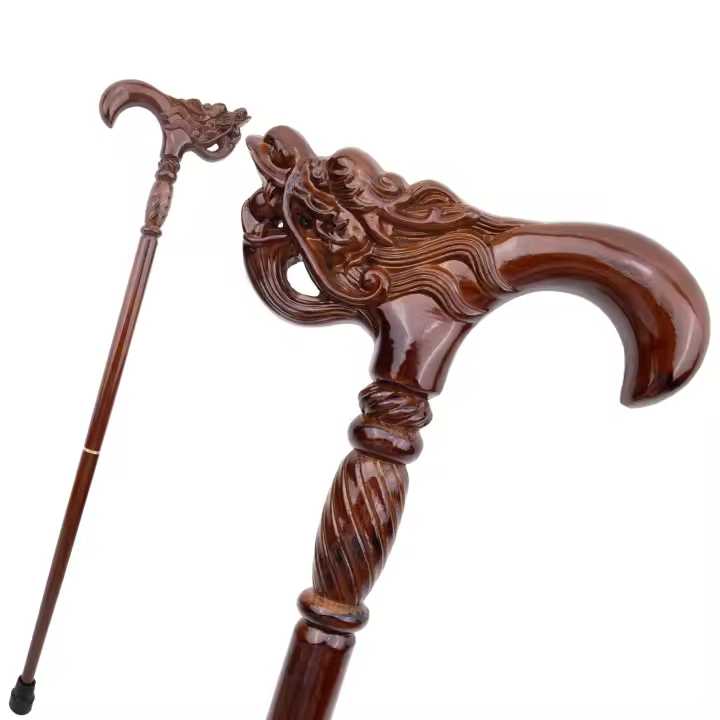Bastón De Madera Marrón Dragón Para Fiesta De Disfraz De Vampiro Y Halloween 92cm Decorativo Y Moda Ideal Para Caminatas Y HIKE - 1