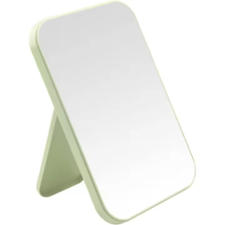 Espejo de maquillaje de escritorio, espejo portátil, espejo de maquillaje plegable simple con soporte, espejo de pared de pie de doble uso, verde - 1