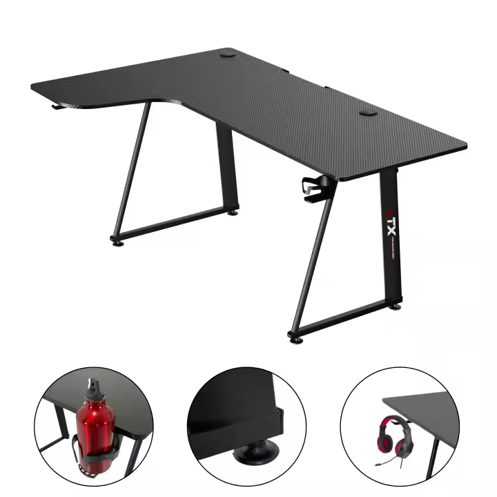 ZStyle Gaming-Escorio-Ordenador-Escorio-Carbon-Soporte Auriculares-Ordenador portátil-Gestión de cables para Juegos Gamer ergonómico-Estación-Gestión de cables - 1