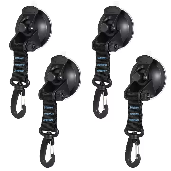 4 piezas de ventosa para camping, ventosa para autocaravana, ventosa para camping con ganchos, ventosa de anclaje para camping, autocaravana, hogar, - 1