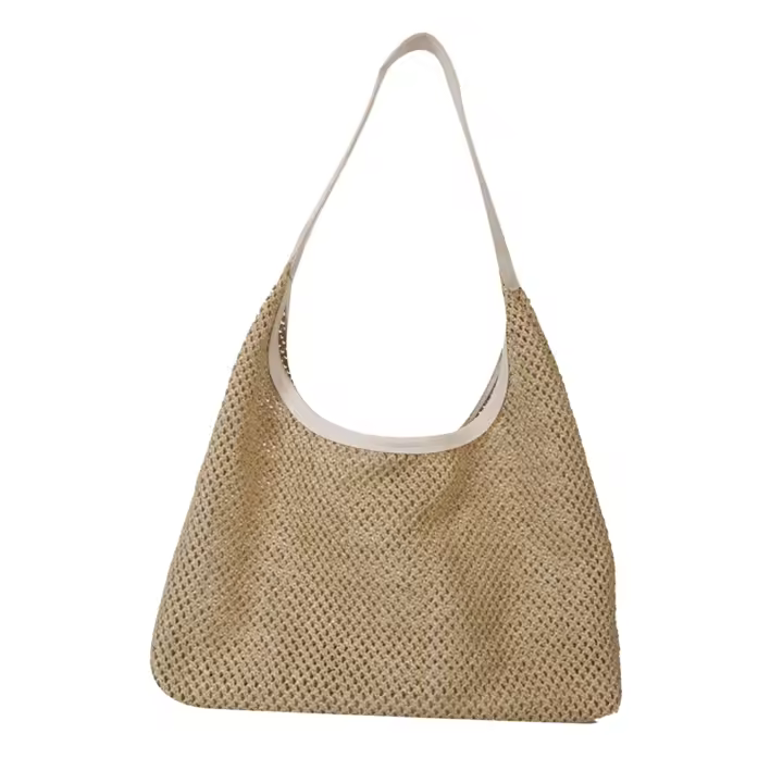 Bolso de Paja Trenza de Paja Gran Capacidad con Costura Artesanal - 1