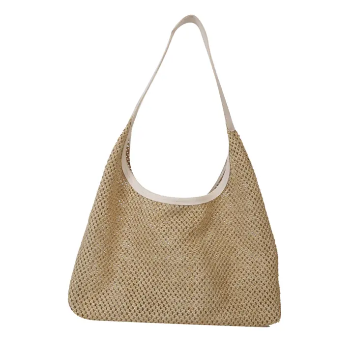 Bolso de Paja Trenza de Paja Gran Capacidad con Costura Artesanal - 1