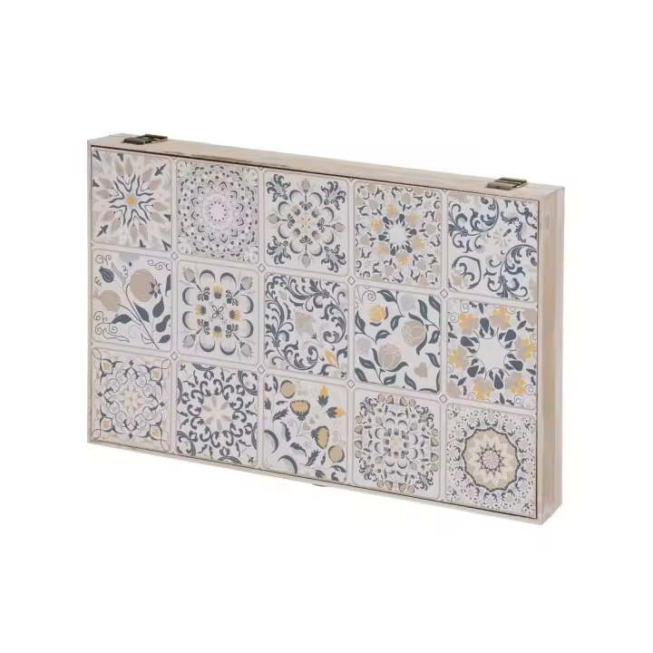 Dcasa Tapa contador de luz o cubrecontador electricos de madera moderno azulejos azules de 46x6x32 cm - 1