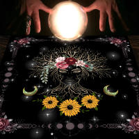 Mantel De Tela Para Cartas De Tarot 1pc Decoración De Juego De Cartas Pagan Con Fases De Luna Y Flores Estilo Pagan Para Atril Y Brujería - details 31