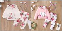 Conjunto De Ropa Para Bebé Niña De 0 a 18 Meses Con Capucha Estampado De Flores Top De Manga Larga + Pantalones + Diadema Con Lazo Moda Otoño - details 14