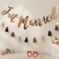 Bandeera Just Married Para Decoración De Fiesta Con Banderas Y Bandejas Material De Papel Para Bodas Y Compromisos - details 1
