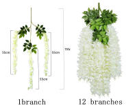 12pcs Guirnalda De Flores Artificiales De Wisteria Para Decoración De Bodas Y Jardines Hechas De Seda Decoración Para Fiestas En Casa Y Exterior - details 1