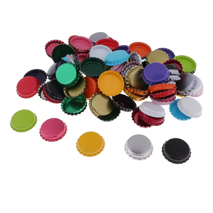 100x Tapas De Botella Redondas Coloreadas Para DIY De Collares Y Joyería Accesorios Para Cuentas De Bolas Planas 25mm - 1
