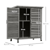 Outsunny Cobertizo de Almacenamiento de Madera para Jardín con 2 Estantes Interiores 2 puertas y Techo Inclinado para Exterior Terreza 87x46,5x96,5 cm - details 2