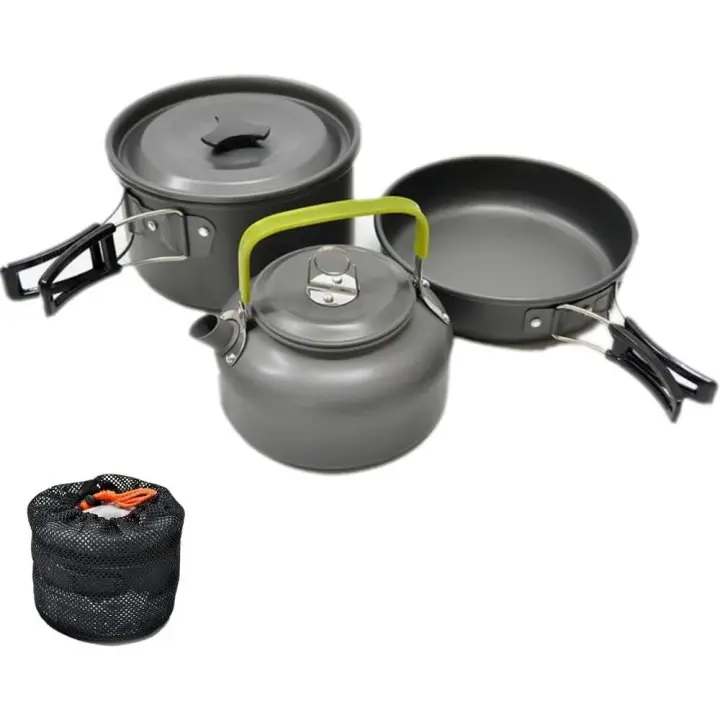 Juego de utensilios de cocina Para acampar para 2 O 3 personas, Olla, Tetera, juego de Cocina portátil y Liviana - 1