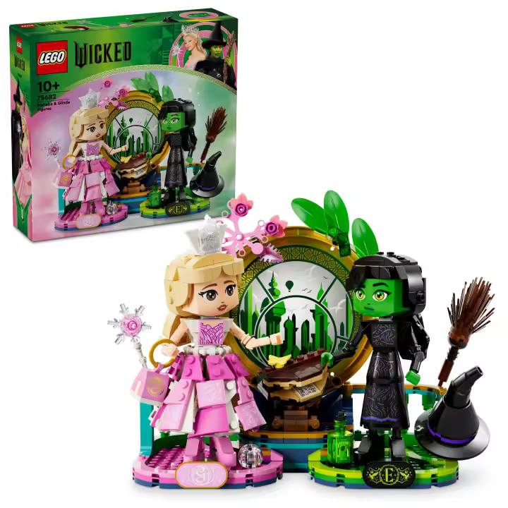 LEGO 75682 Wicked: Figuras de Elphaba y Glinda, Set de Construcción Inspirado en el Musical, Incluye Escoba de Juguete, Regalo para Fans de 10 Años en Adelante del Mago de Oz - 1