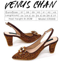 Sandalias De Fiesta Verdes Con Zapatos De Tacón Alto Y Bolso De Venus Chan Estilo INS Punta Redonda Brillante Elegantes Para Mujer - details 37