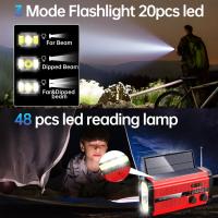 5000mAh Radio DE EMERGENCIA FM XSY-320 portátil de mano-powered Alarma Solar recargable con Alarma SOS Lintera Meteorológica de Energía para el hogar del coche - details 4