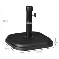 Outsunny Base de Sombrilla de Jardín Peso 11 kg Soporte para Parasol de Cemento para Mástil de Ø32-38 mm para Terraza Patio Exterior 36x36x31 cm Negro - details 2