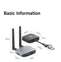 Hagibis Kit De Transmisor Y Receptor Inalámbrico HDMI Compatible Con Tipo-C USB Extensor De Cable Para TV Proyector Display HD - details 24
