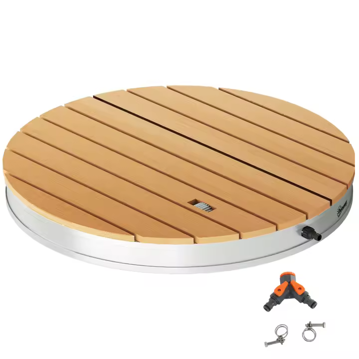 Outsunny Kit de Ducha de Jardín Portátil Ducha Exterior de Suelo Altura Ajustable hasta 4 m Estructura de Aluminio Resistente al Agua a los Rayos UV y a Las Heladas para Camping Piscina Playa - 1