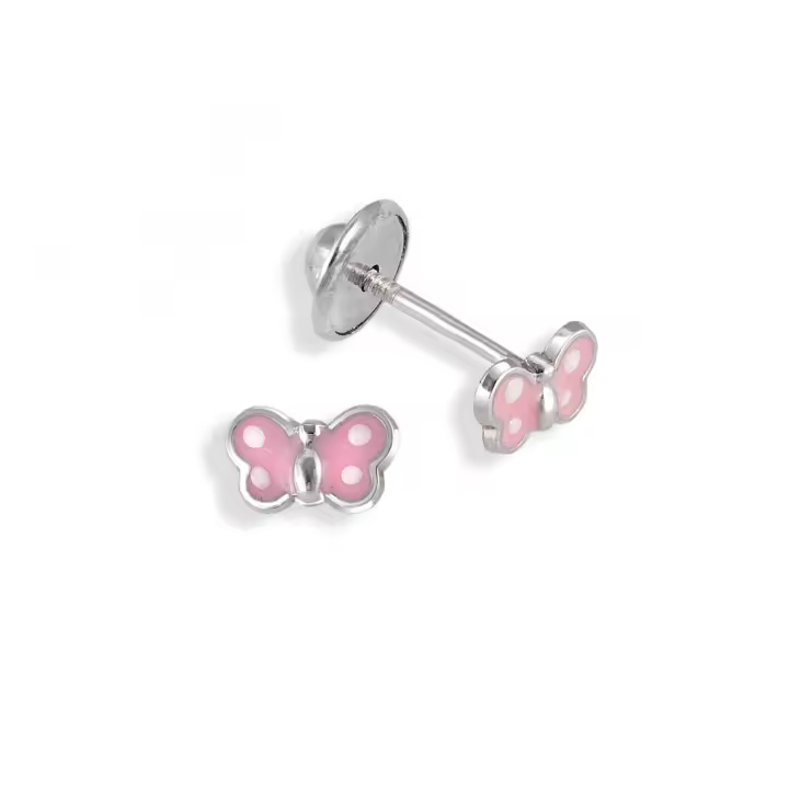 Turmalina Pendientes Bebe Niña Mariposa Plata Ley 925 - 1