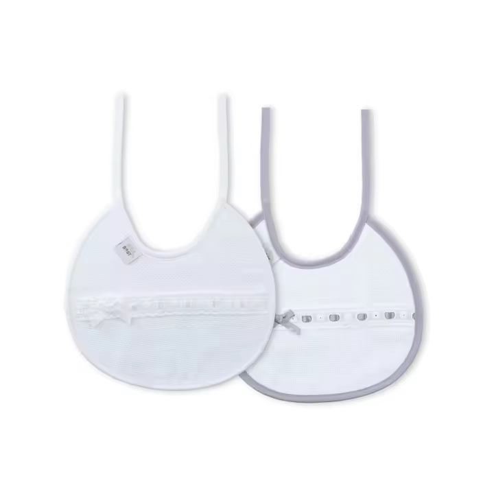 BAVETE (PACK 2 UNIDADES) 100% ALGODÃO- CINZA & BRANCO - 1