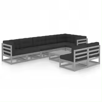 VIDAXL 3076671 conjunto de muebles fabricados en madera para ambientes exteriores en color gris - 1