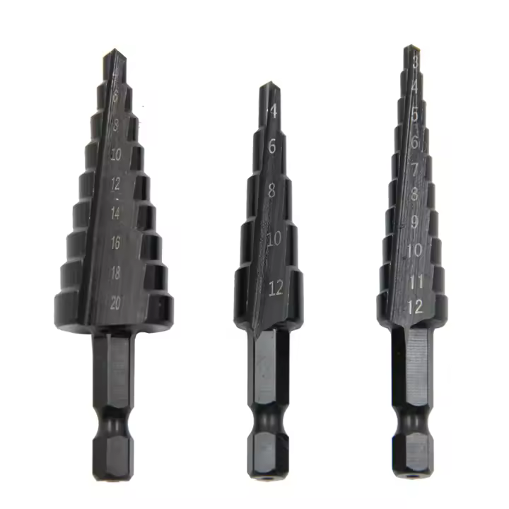 Juego De Brocas Escalonadas Negras Con Taladro Hexagonal 3-12/4-12/4-20/4-32mm Para Taladrar Madera Herramienta De Reamado - 1